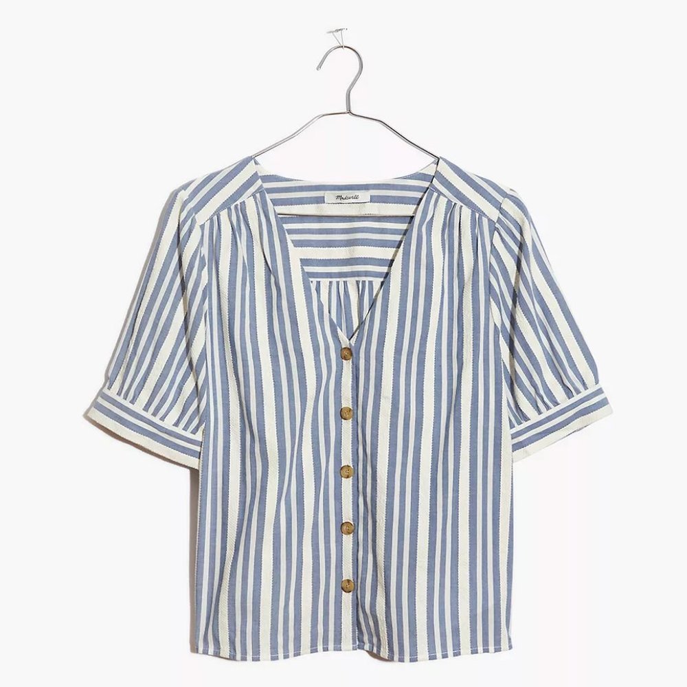 Madewell Plaza Button-Front Shirt in Stripe